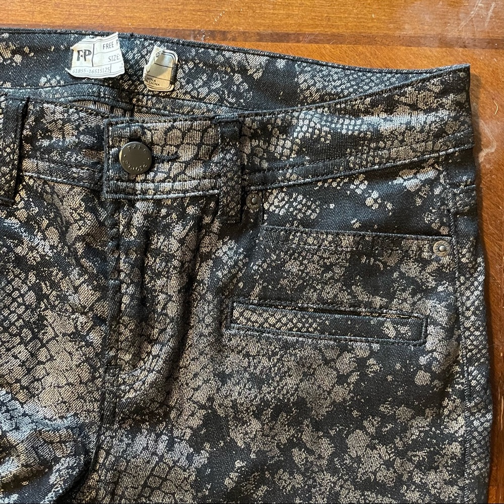 Free People Women’s Metallic Python Print Skinny … - image 8